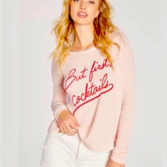Wildfox Tops - Wildfox But First Cocktails Statement Sweatshirt NEW!